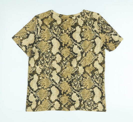 H&M Womens Gold Animal Print  Basic T-Shirt Size XS
