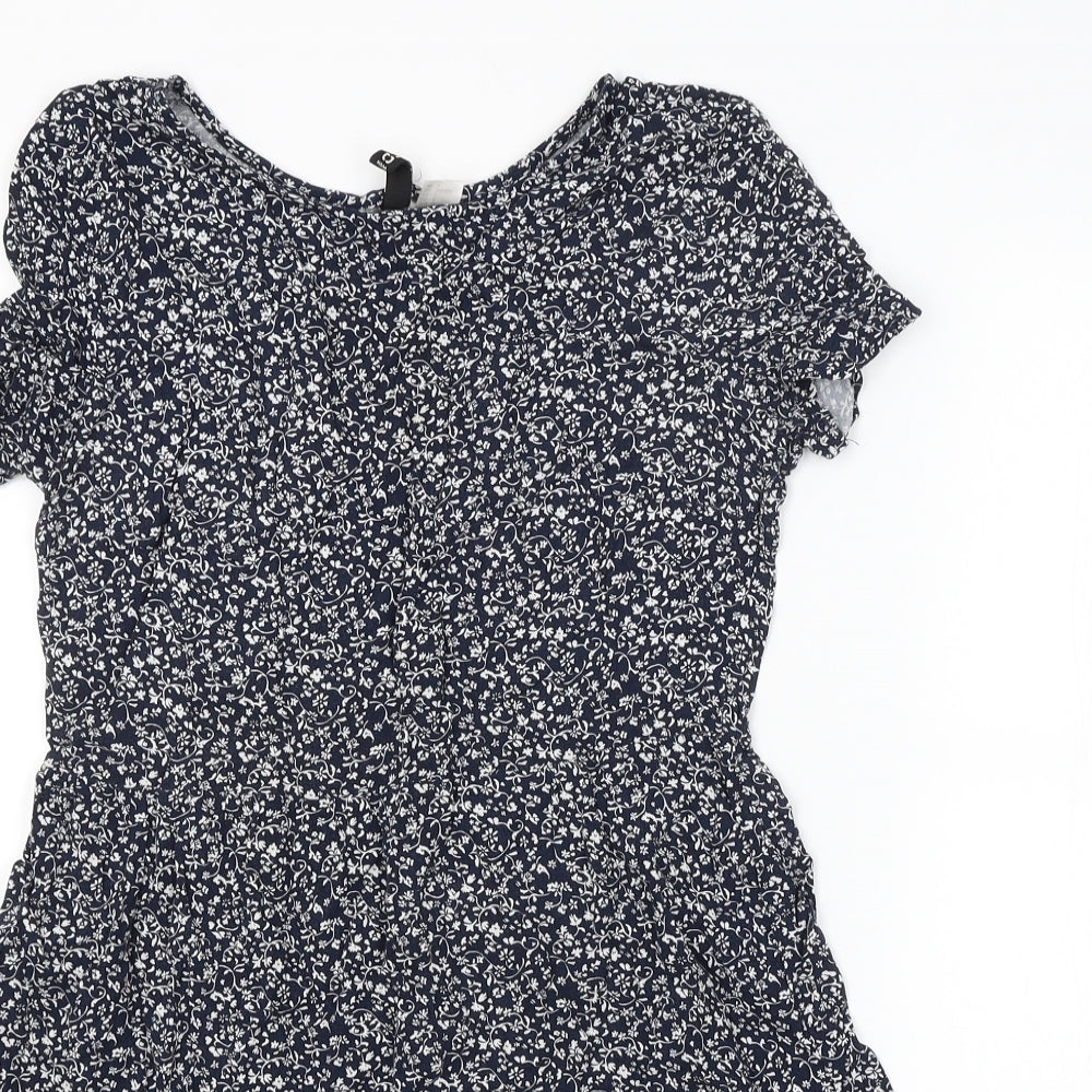 H&M Womens Blue Floral  A-Line  Size 8