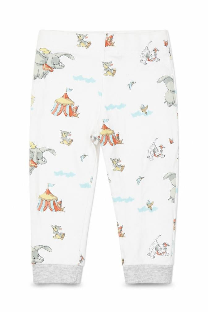 Front view of Disney Baby White Animal Print sweatpants, size 9-12, Months - Disney