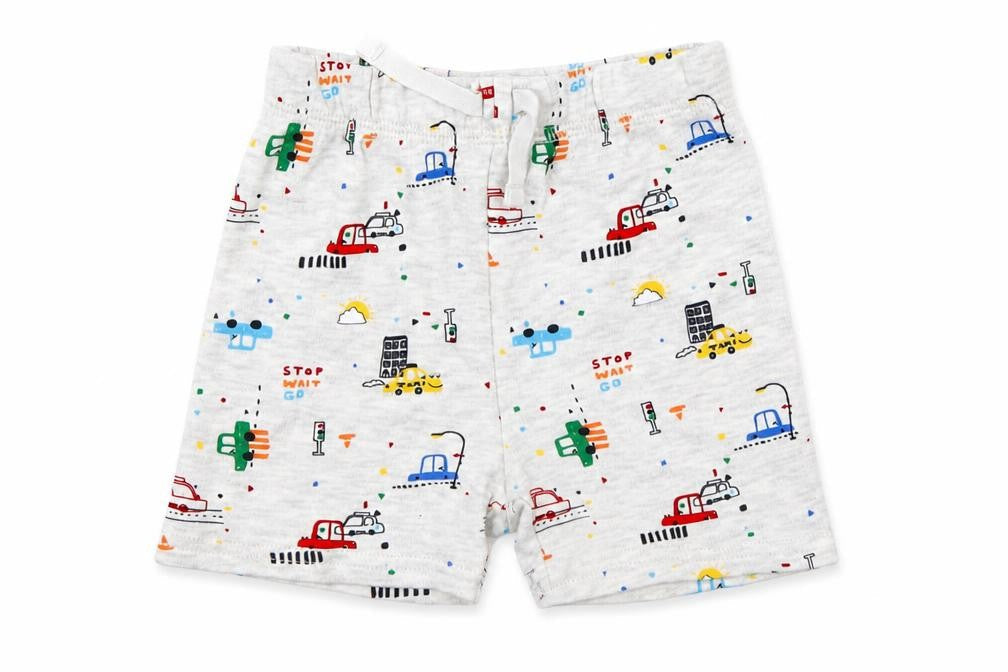 Front view of George Baby Grey Geometric Cropped Leggings, size 9-12, Months - Cars