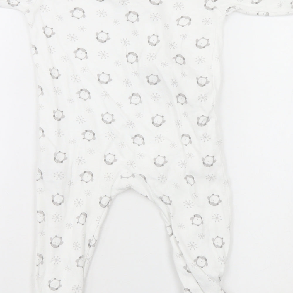Nutmeg Baby White Animal Print  Babygrow One-Piece Size 9-12 Months  - Penguins