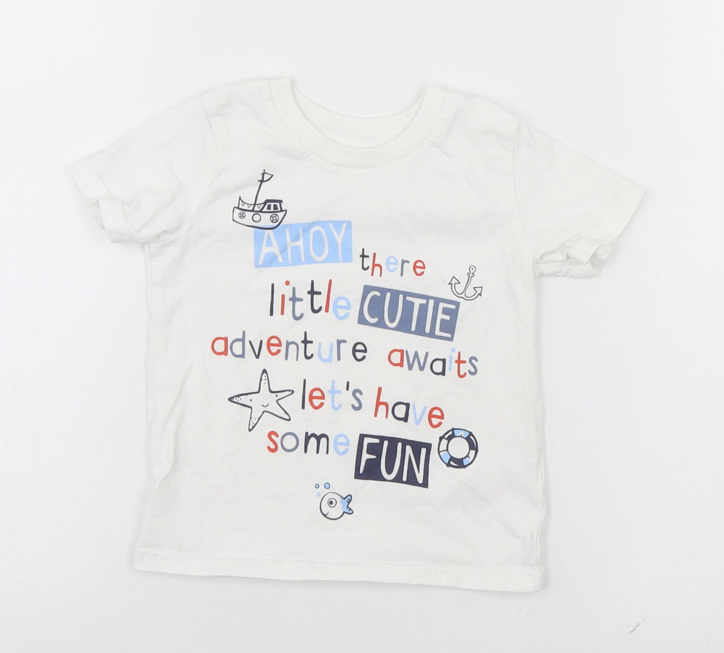 George Baby White   Basic T-Shirt Size 9-12 Months  - Ships, Sea, Adventure