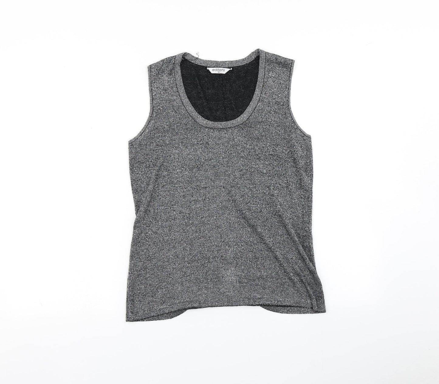 editions Womens Grey   Basic T-Shirt Size 10