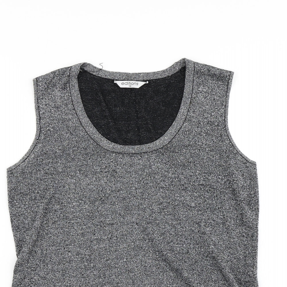 editions Womens Grey   Basic T-Shirt Size 10