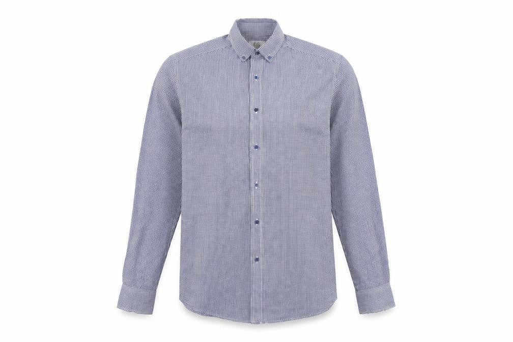 F&F Mens Blue Check   Button-Up Size 14.5