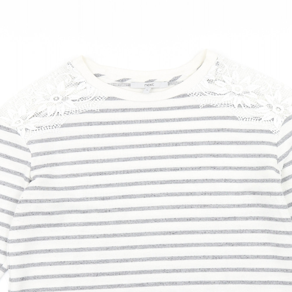 NEXT Womens Grey Striped  Pullover Jumper Size 14