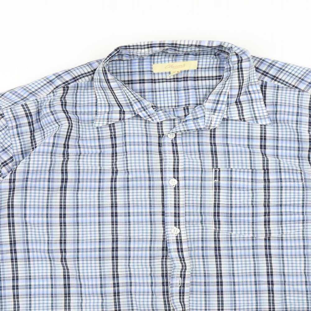 Churns Mens Blue Check   Button-Up Size XL
