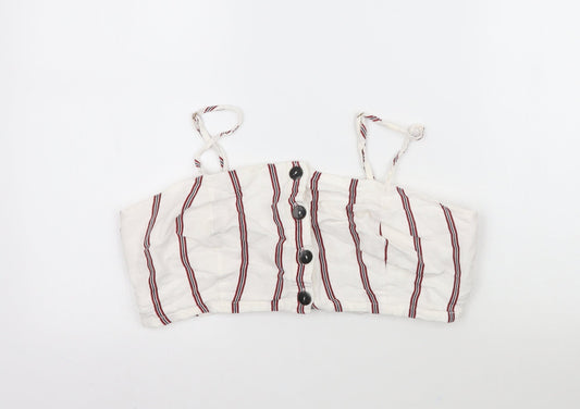 River Island Womens White Striped  Camisole Blouse Size 12