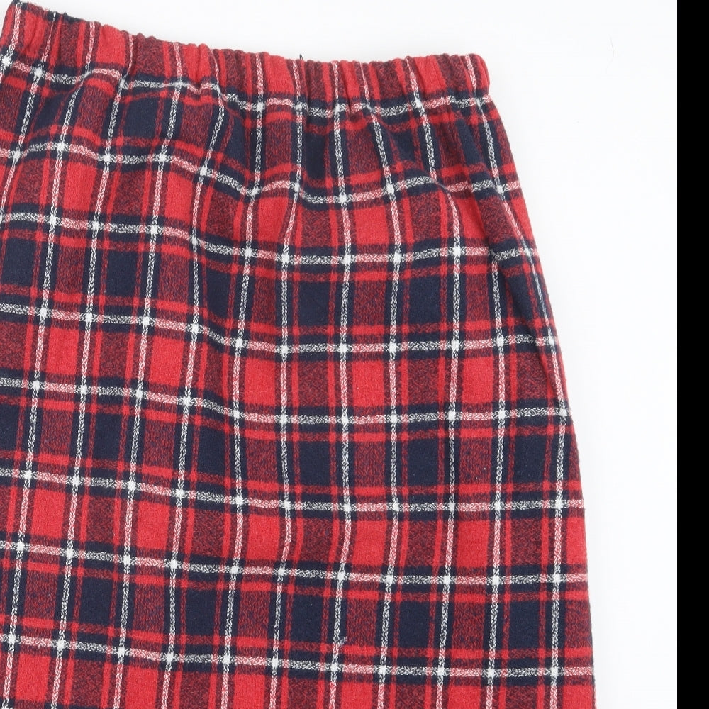 Preworn Womens Red Check Knit Straight & Pencil Skirt Size 32 in