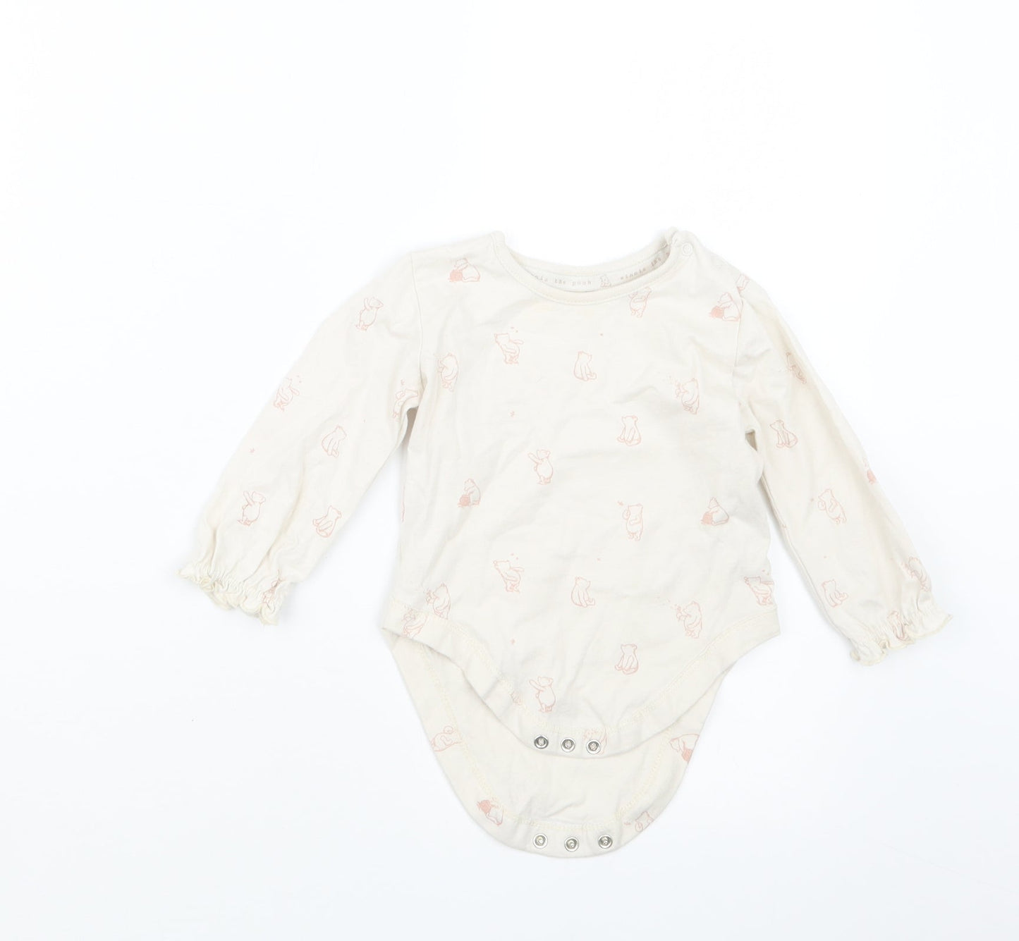George Girls Beige Geometric  Babygrow One-Piece Size 6-9 Months  - Winnie the Pooh