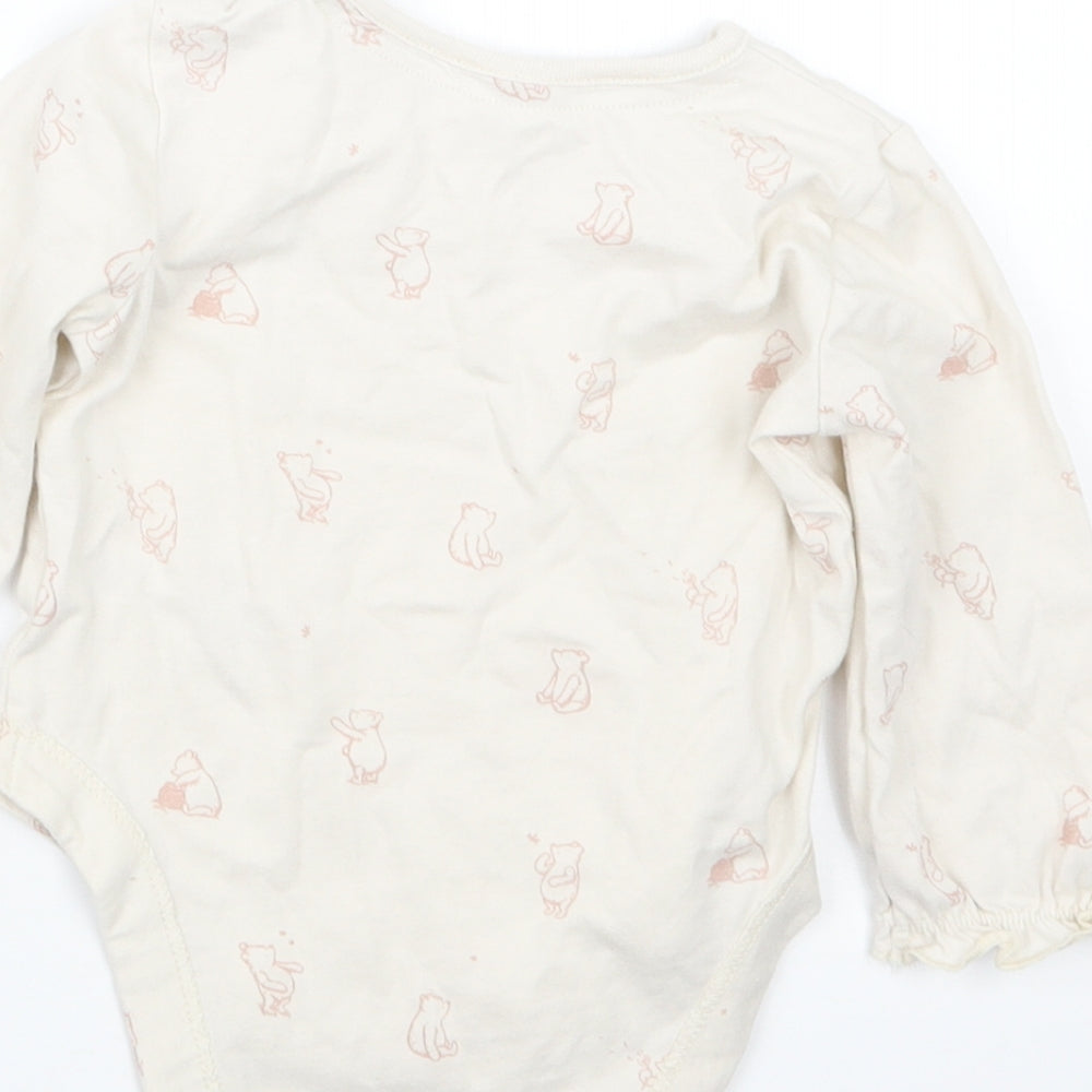 George Girls Beige Geometric  Babygrow One-Piece Size 6-9 Months  - Winnie the Pooh
