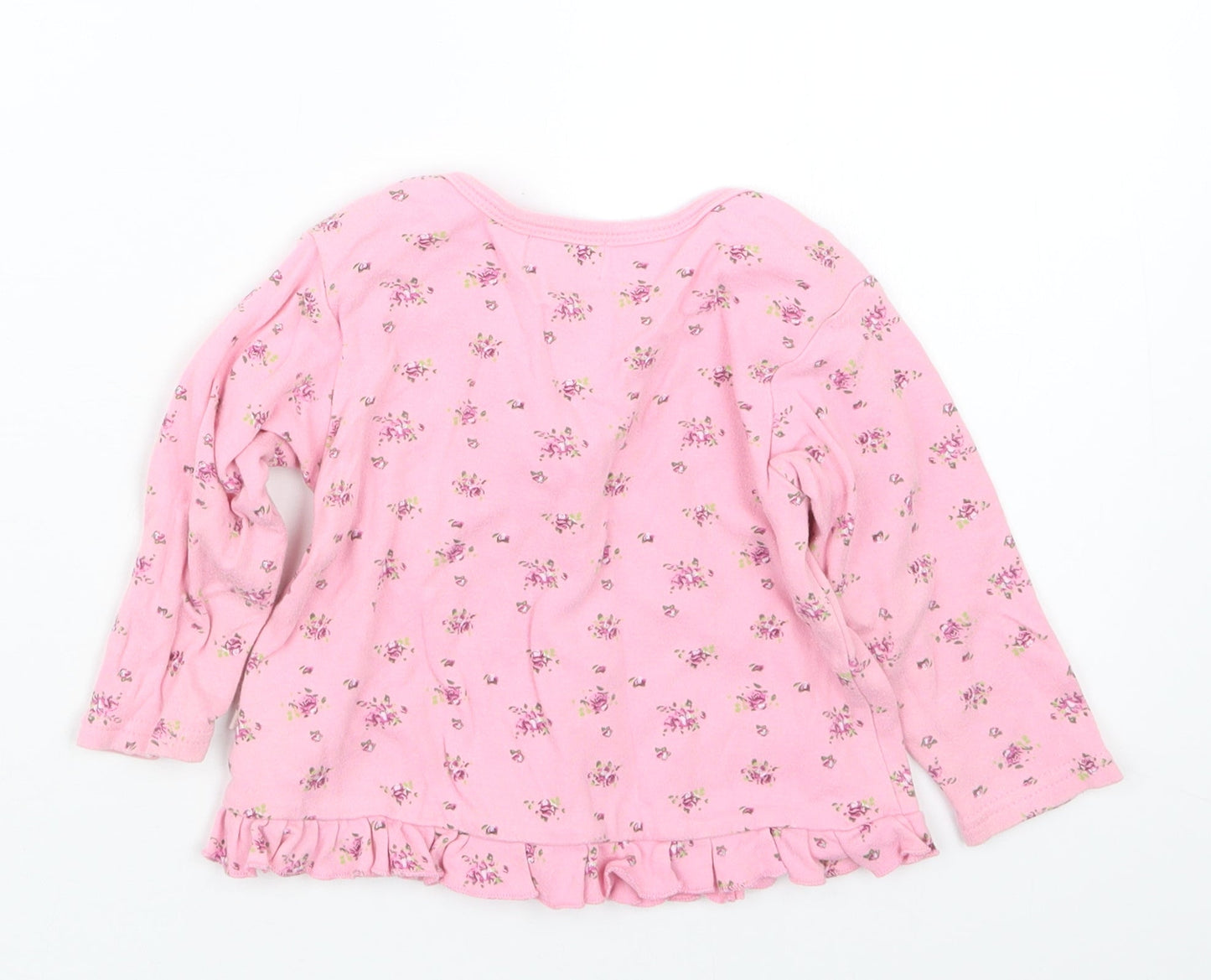 Babaluno Girls Pink Floral  Basic T-Shirt Size 9-12 Months
