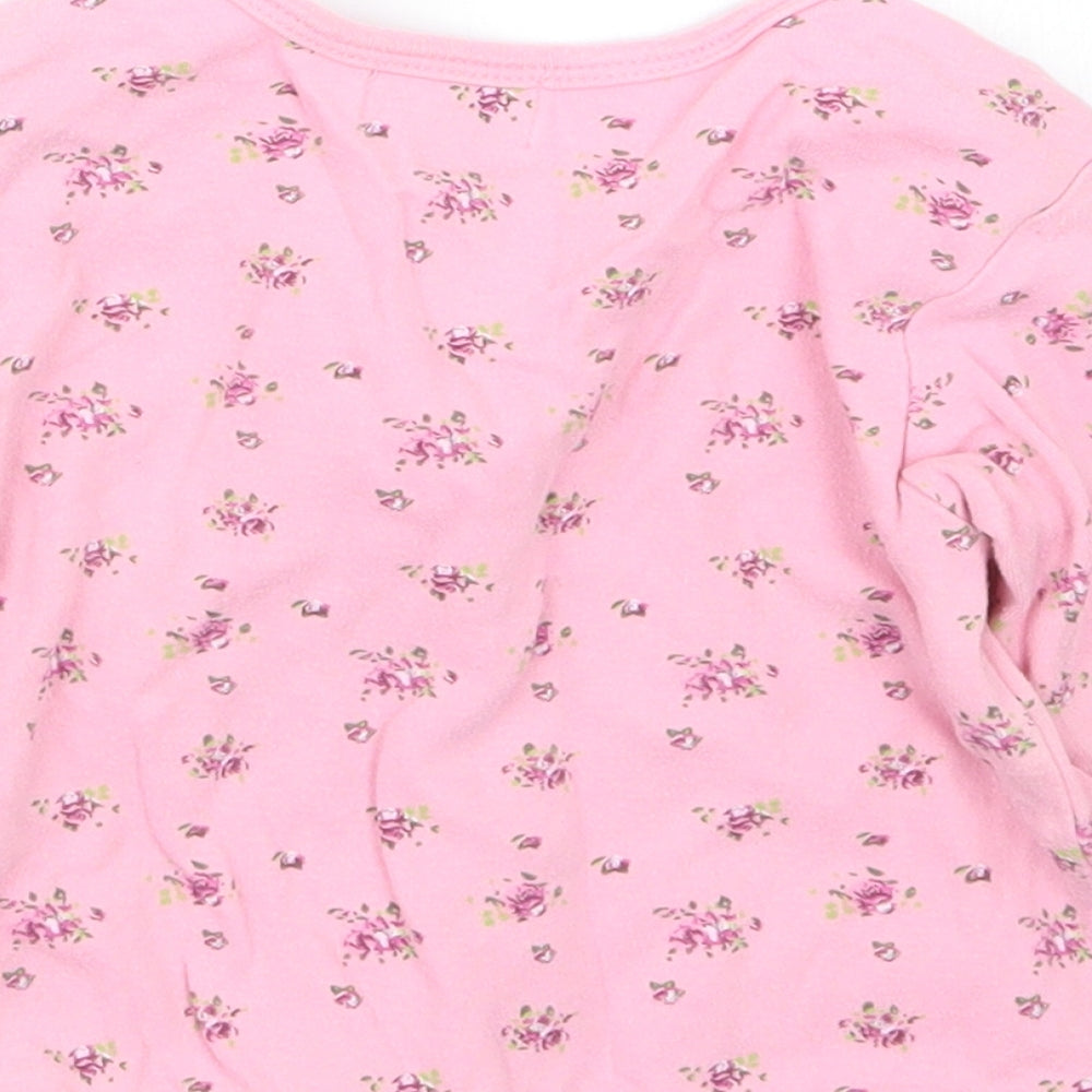 Babaluno Girls Pink Floral  Basic T-Shirt Size 9-12 Months
