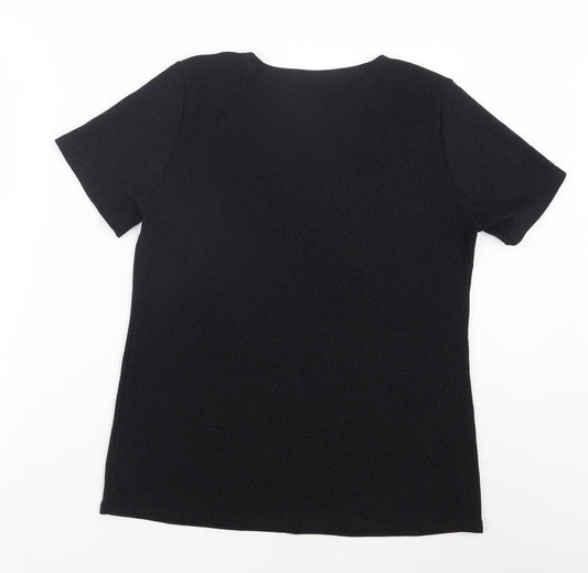 Charlotte Gold Womens Black   Basic T-Shirt Size 16