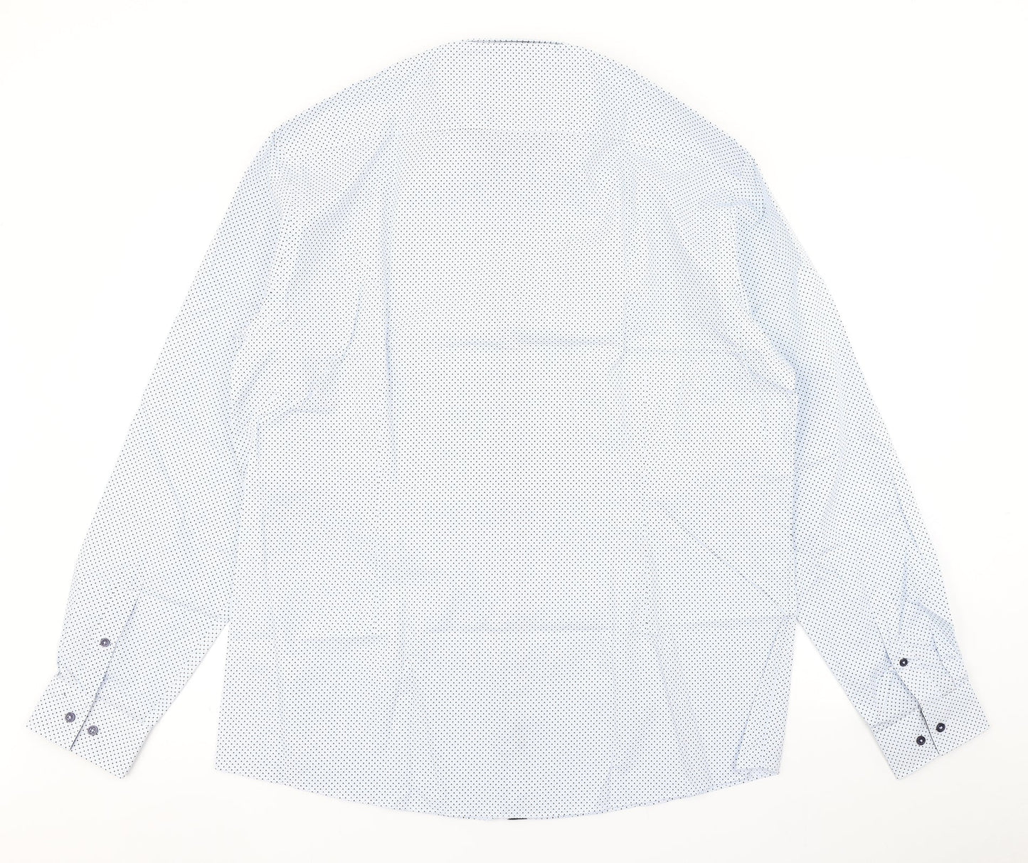 George Mens Blue Polka Dot   Dress Shirt Size 14