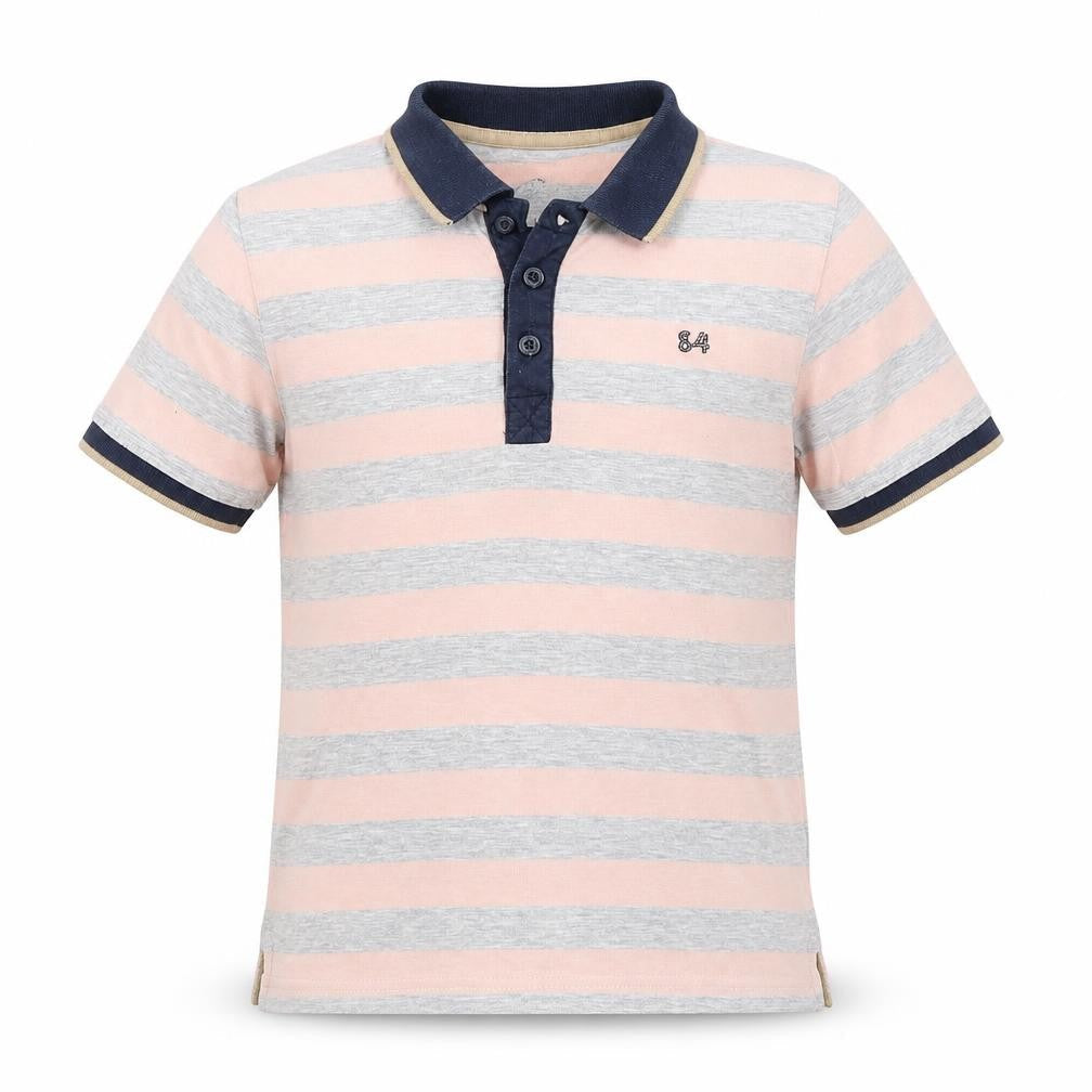 Indigo Boys Grey Striped  Basic Polo Size 7-8 Years