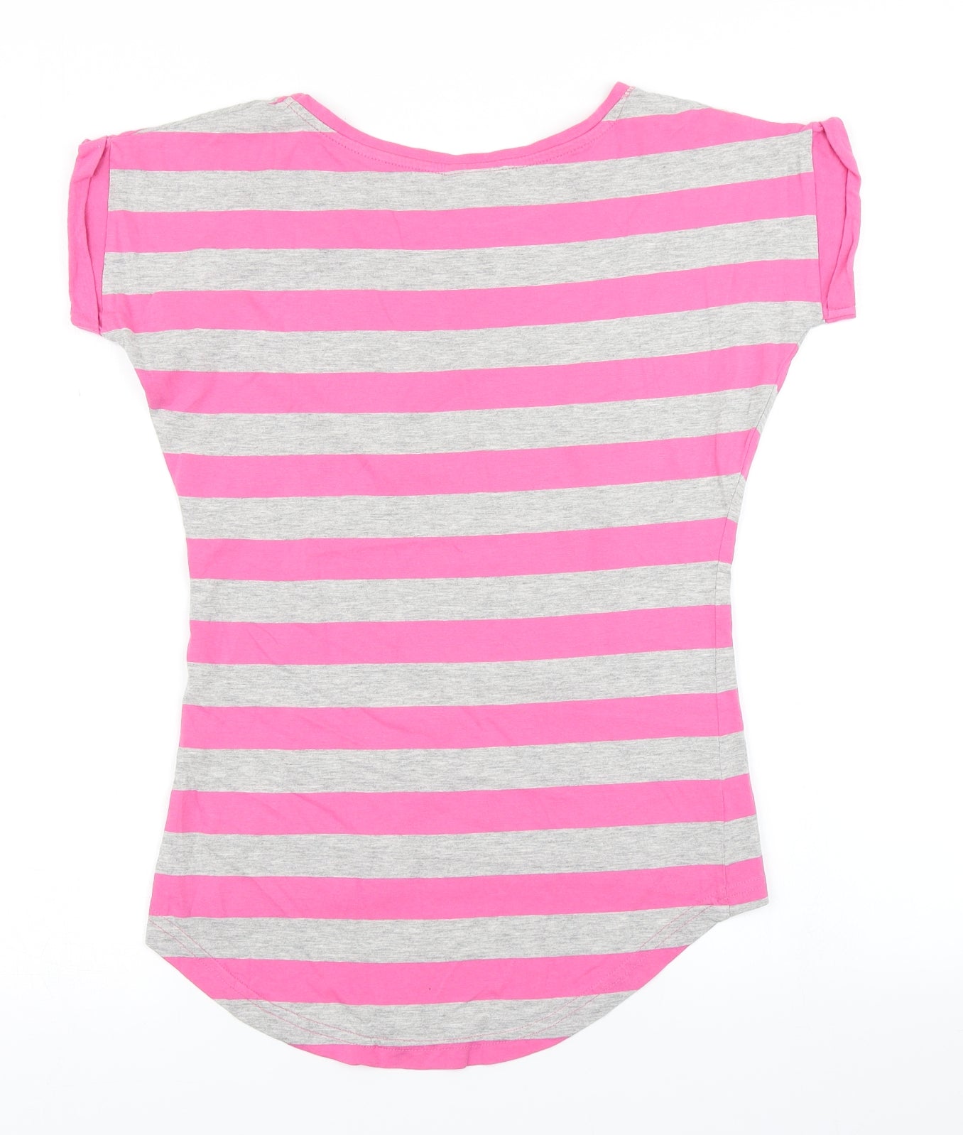 Fox Womens Pink Striped  Basic T-Shirt Size S