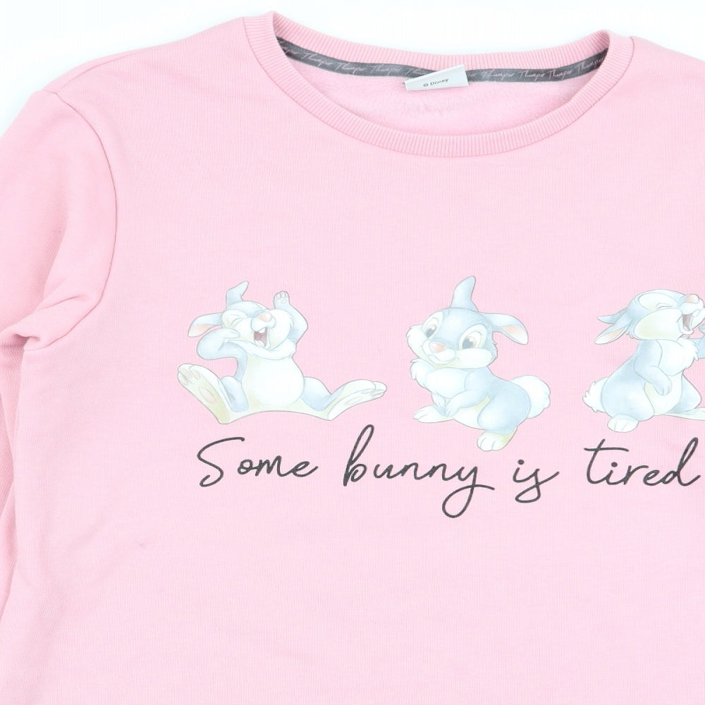 Disney Womens Pink Animal Print  Pullover Jumper Size XS