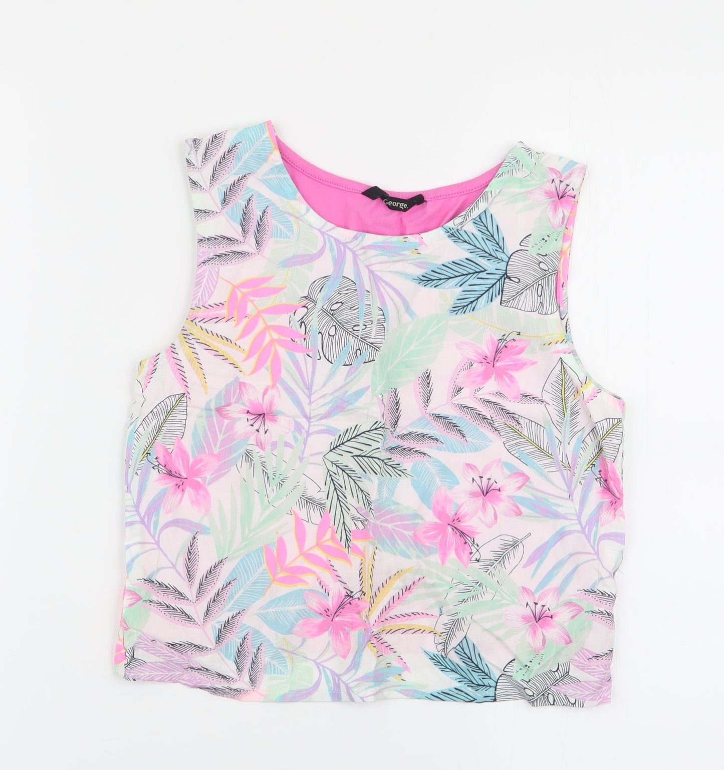 Asda George Girls Multicoloured Floral  Basic Tank Size 8-9 Years