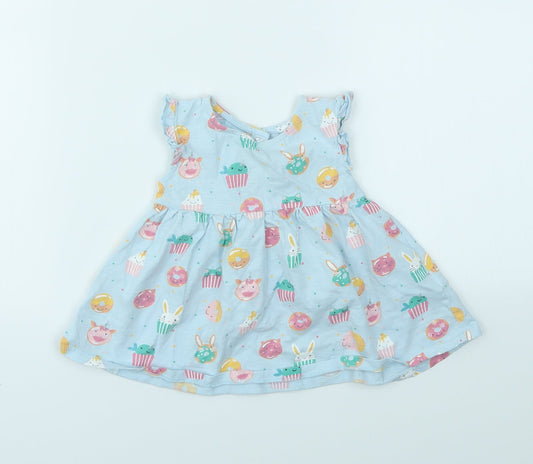 Blue Zoo Girls Blue Animal Print  Fit & Flare  Size 3-6 Months