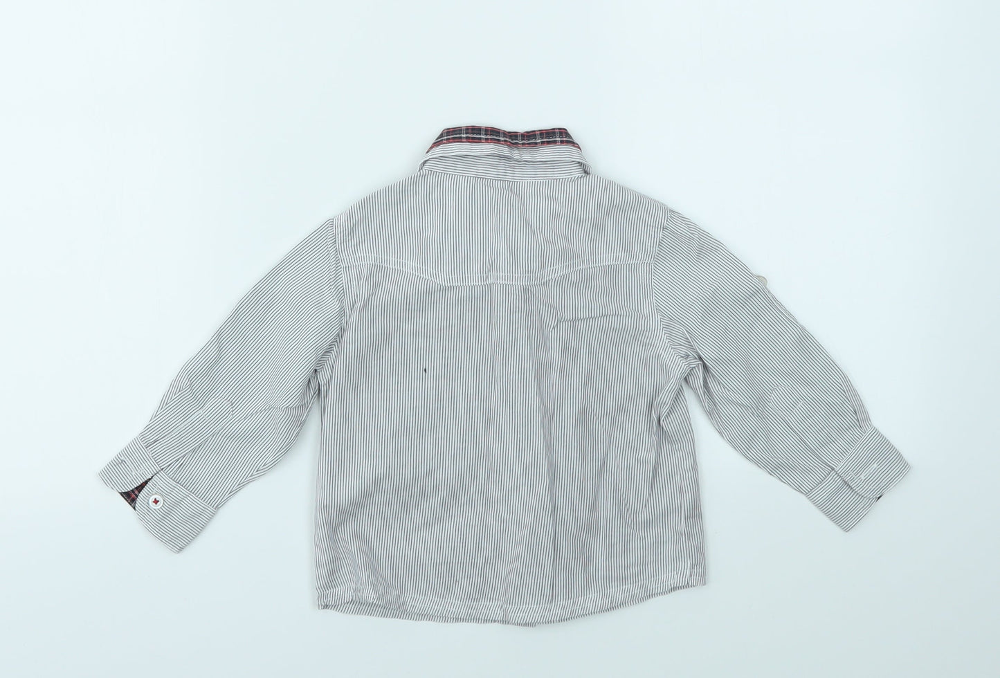 George Boys Grey Striped  Basic Button-Up Size 9-12 Months