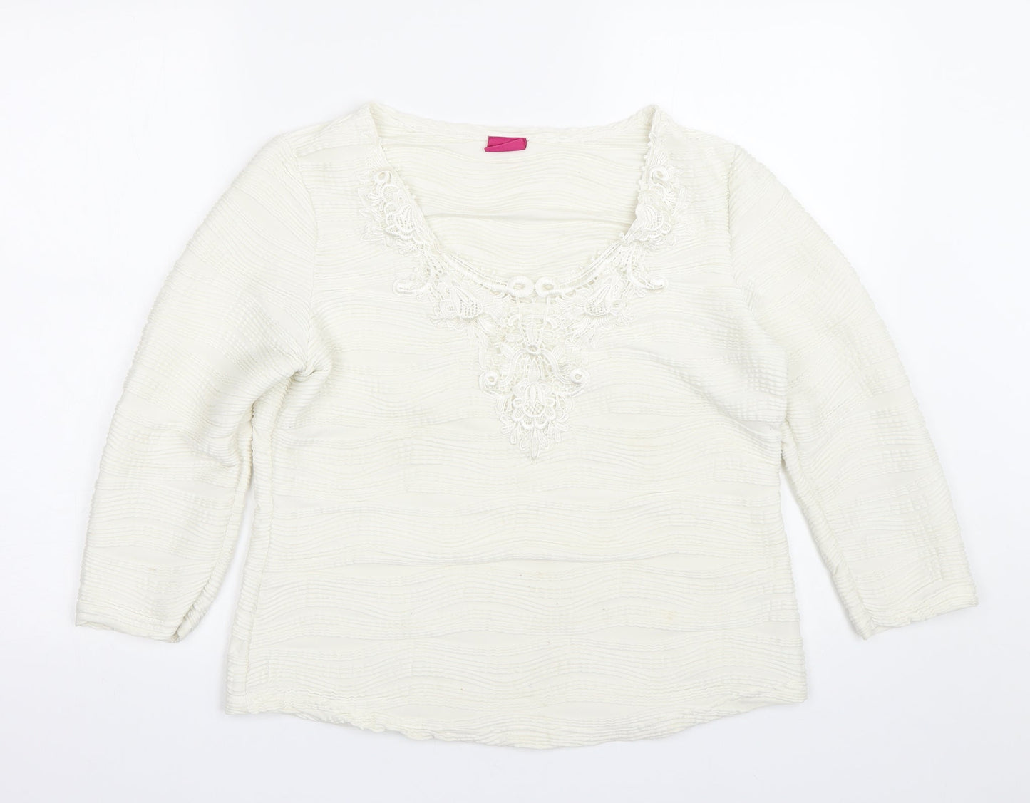 Together Womens White Striped  Pullover Jumper Size 16
