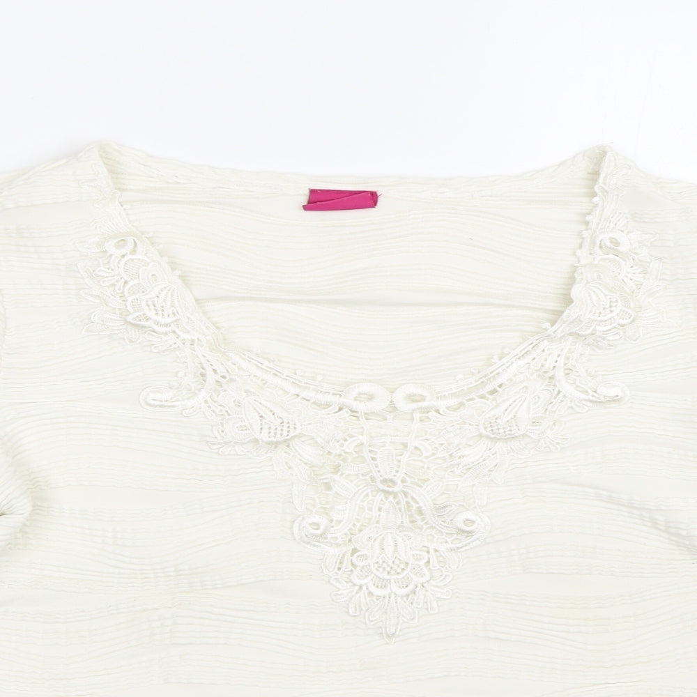 Together Womens White Striped  Pullover Jumper Size 16