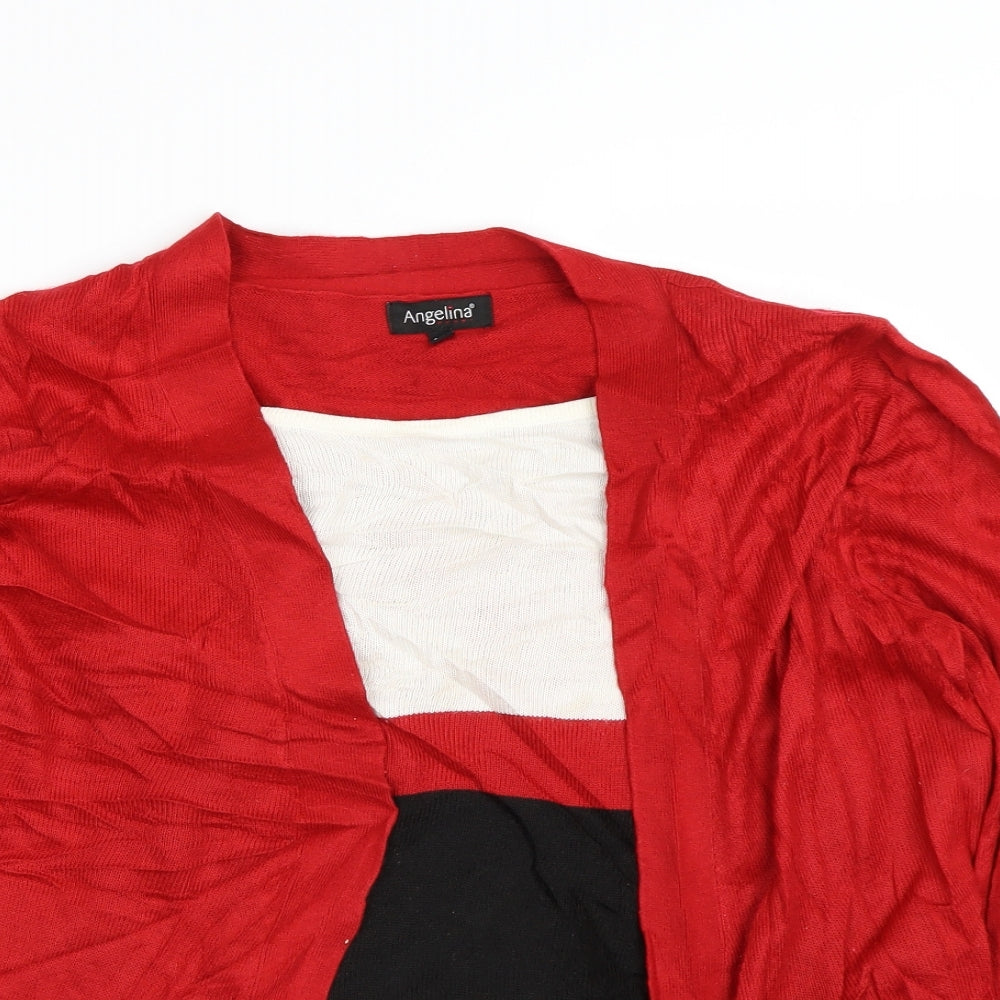 Angelina Womens Red Striped  Pullover Jumper Size S