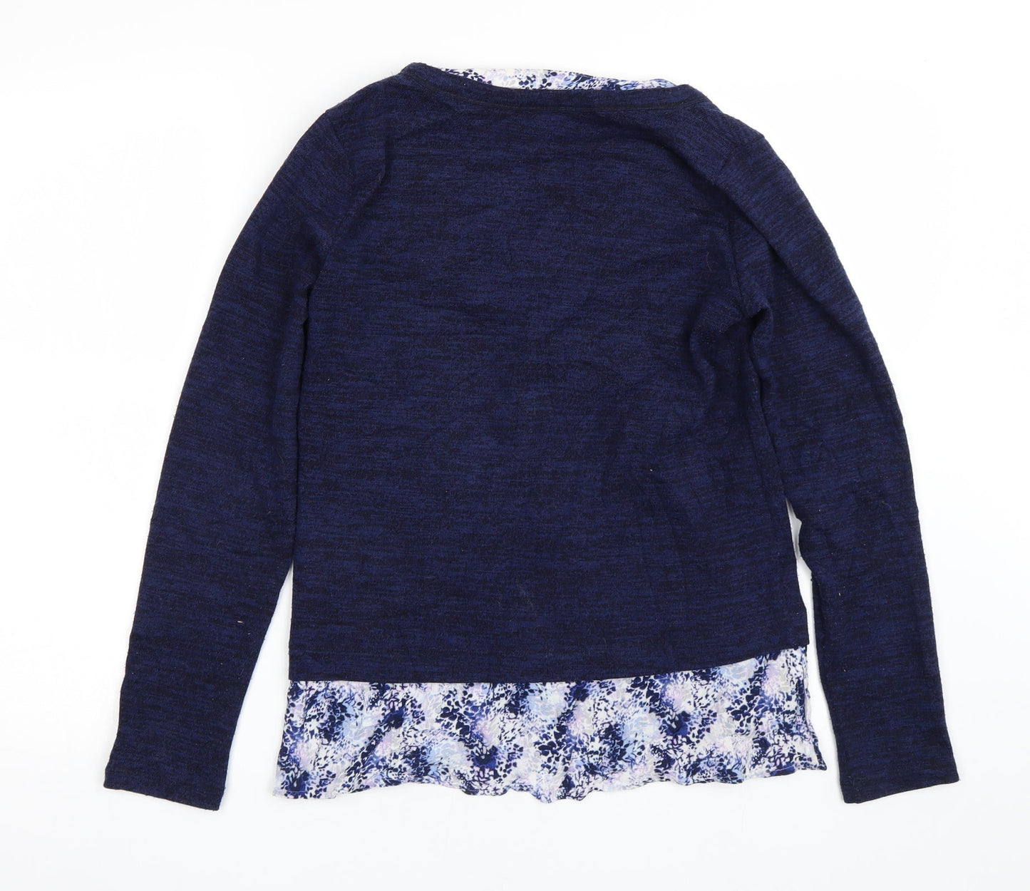 M&S Womens Blue Floral  Pullover Jumper Size 8