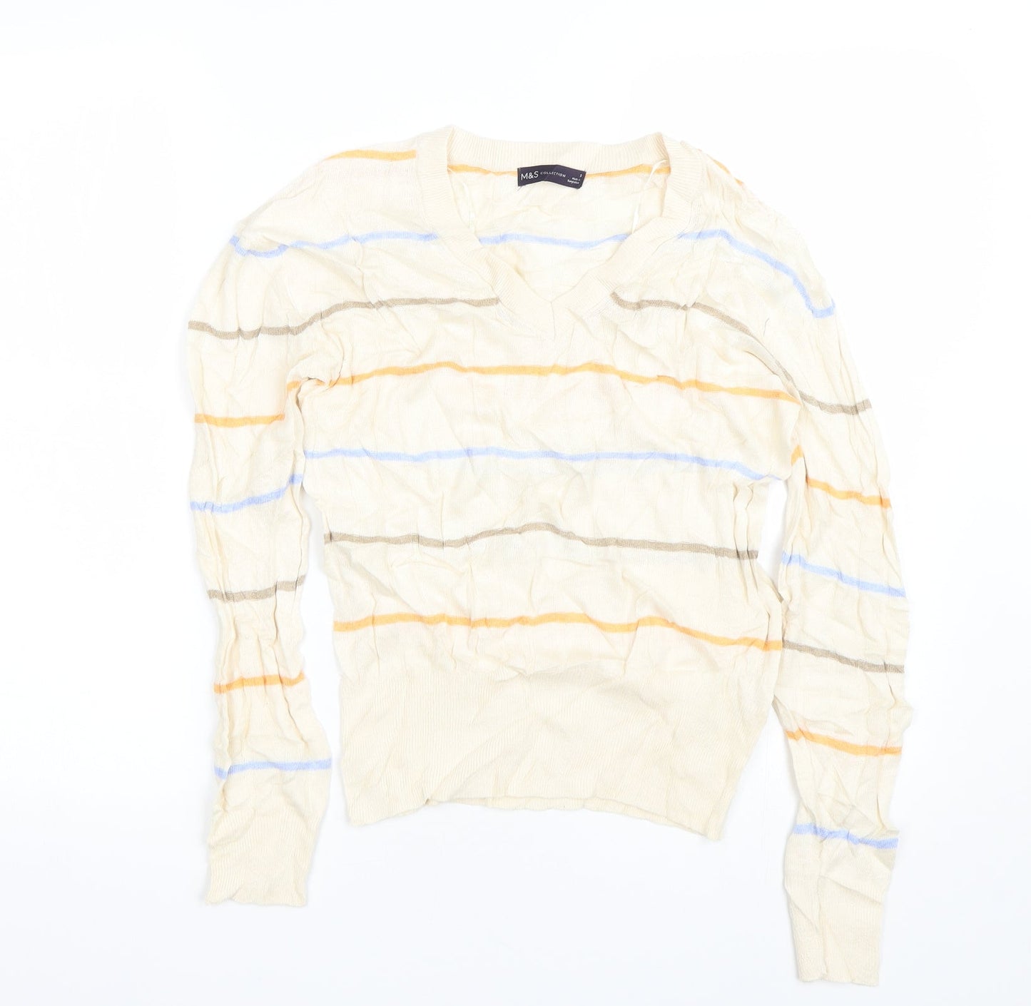 M&S Womens Beige Striped  Pullover Jumper Size S