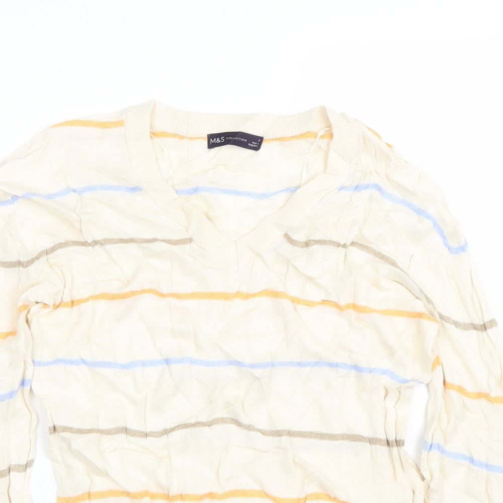 M&S Womens Beige Striped  Pullover Jumper Size S