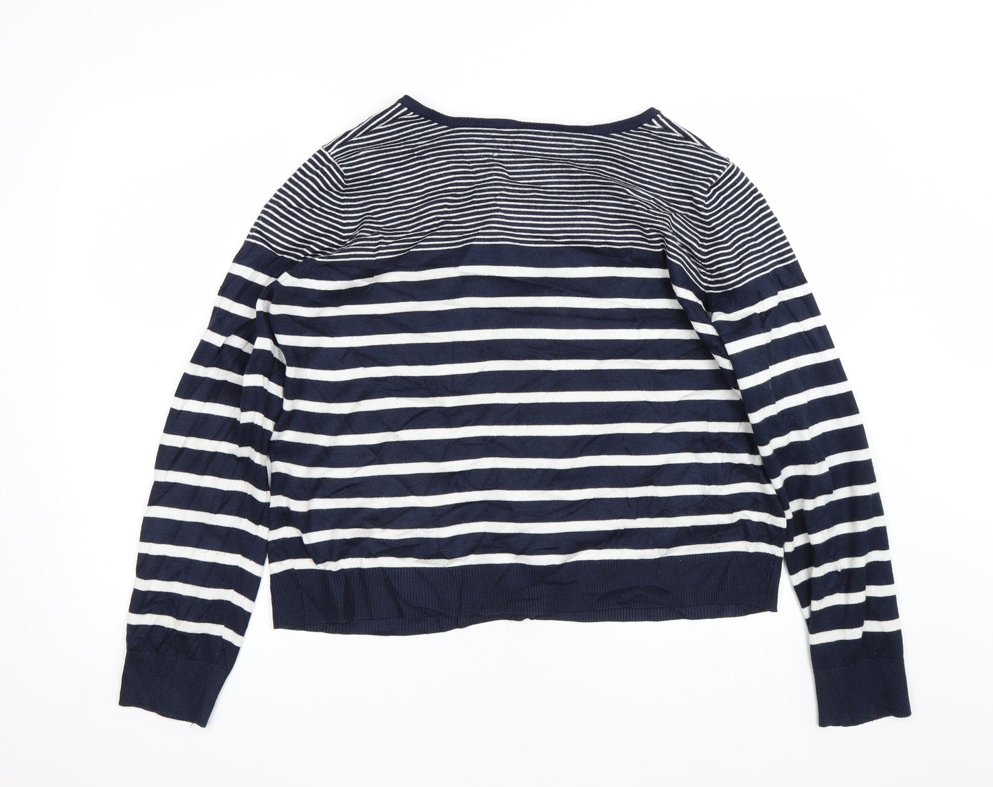Miso Womens Blue Striped  Cardigan Jumper Size M