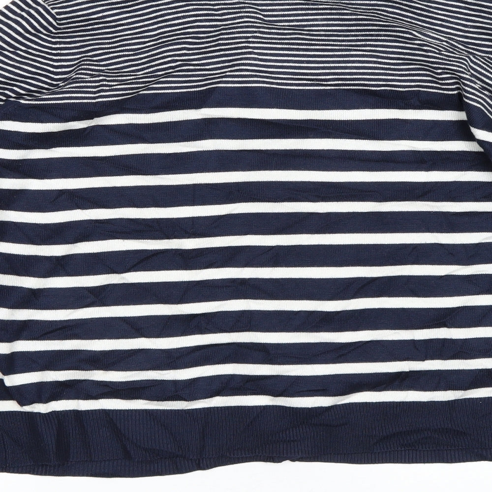 Miso Womens Blue Striped  Cardigan Jumper Size M