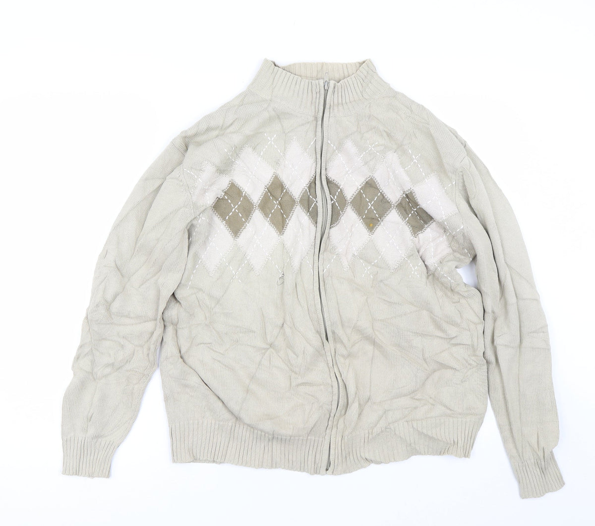 Brooker Mens Brown Argyle/Diamond  Full Zip Sweatshirt Size L