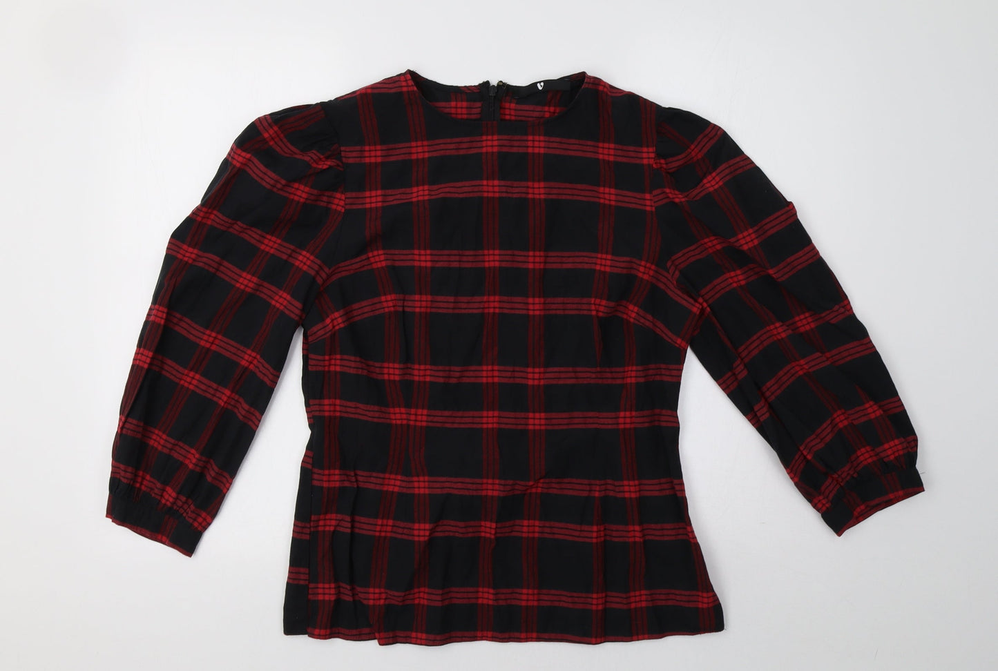 BE VERY Womens Red Check  Pullover Sweatshirt Size 14