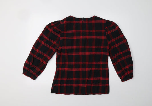 BE VERY Womens Red Check  Pullover Sweatshirt Size 14