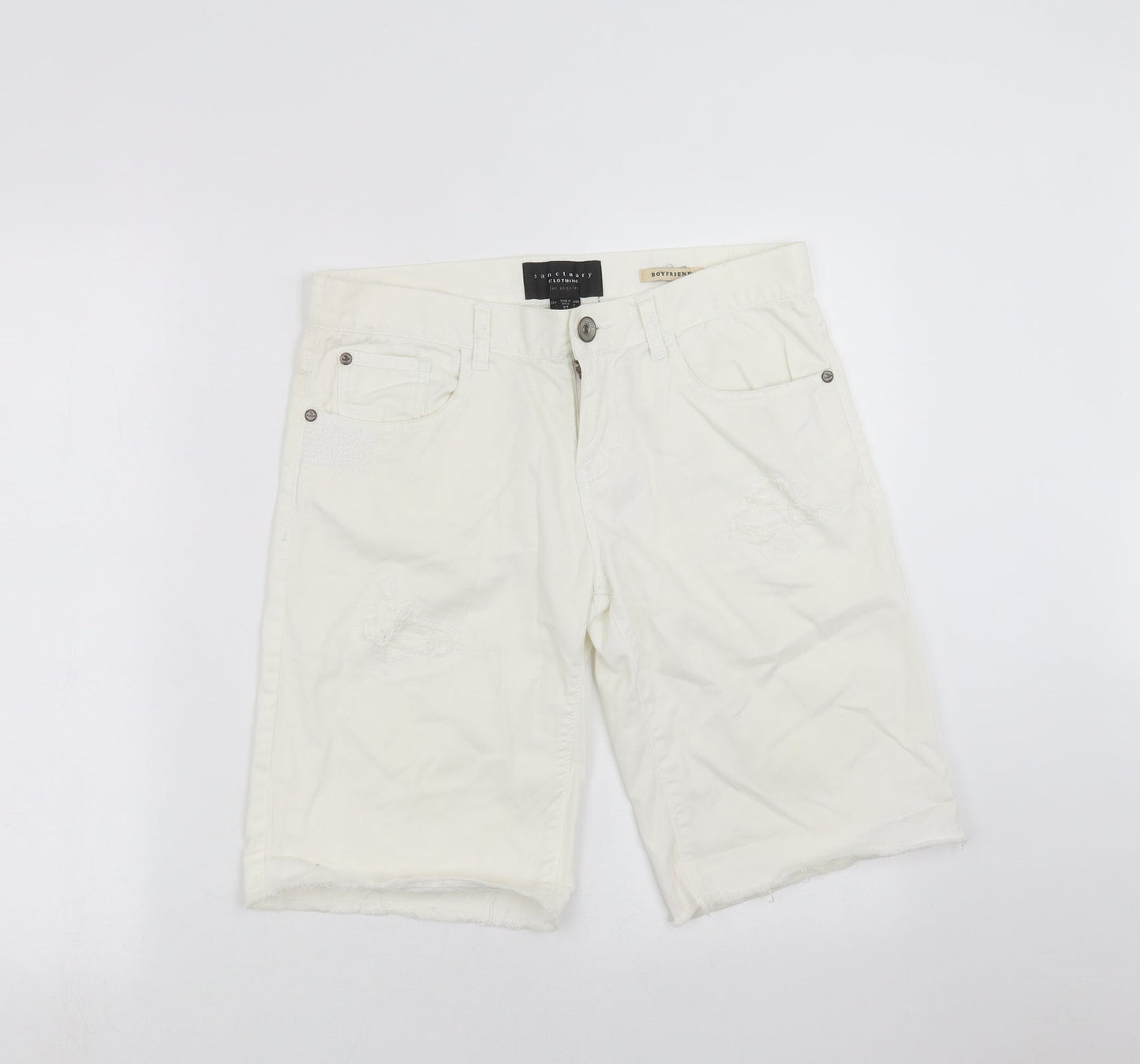 Sanctuary Womens Ivory  Denim Cut-Off Shorts Size 31 in - distressed