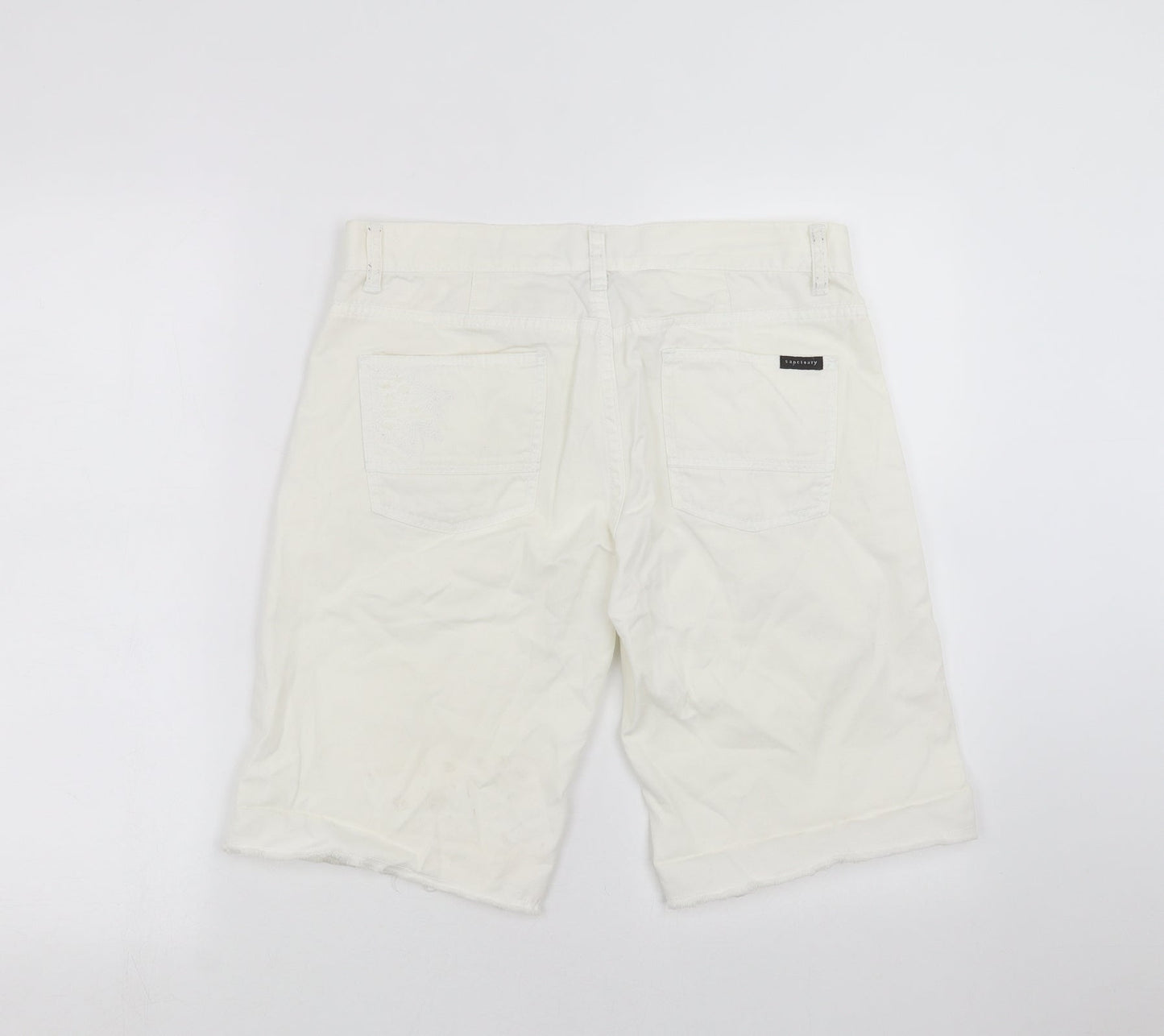 Sanctuary Womens Ivory  Denim Cut-Off Shorts Size 31 in - distressed