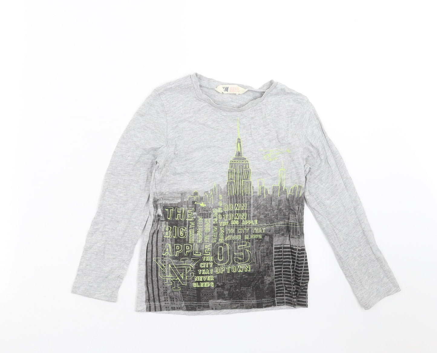 H&M Boys Grey   Basic T-Shirt Size 4-5 Years  - new york skyline