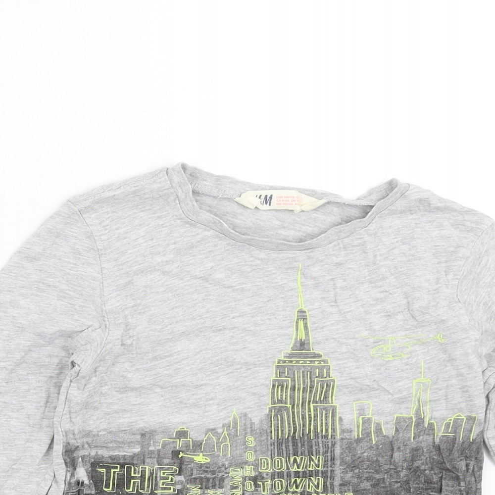 H&M Boys Grey   Basic T-Shirt Size 4-5 Years  - new york skyline