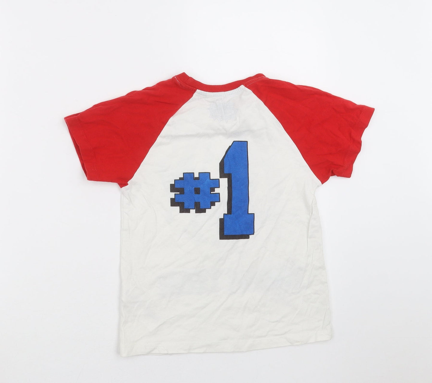Blue Zoo Boys White Solid   Pyjama Top Size 6-7 Years  - Football Boot