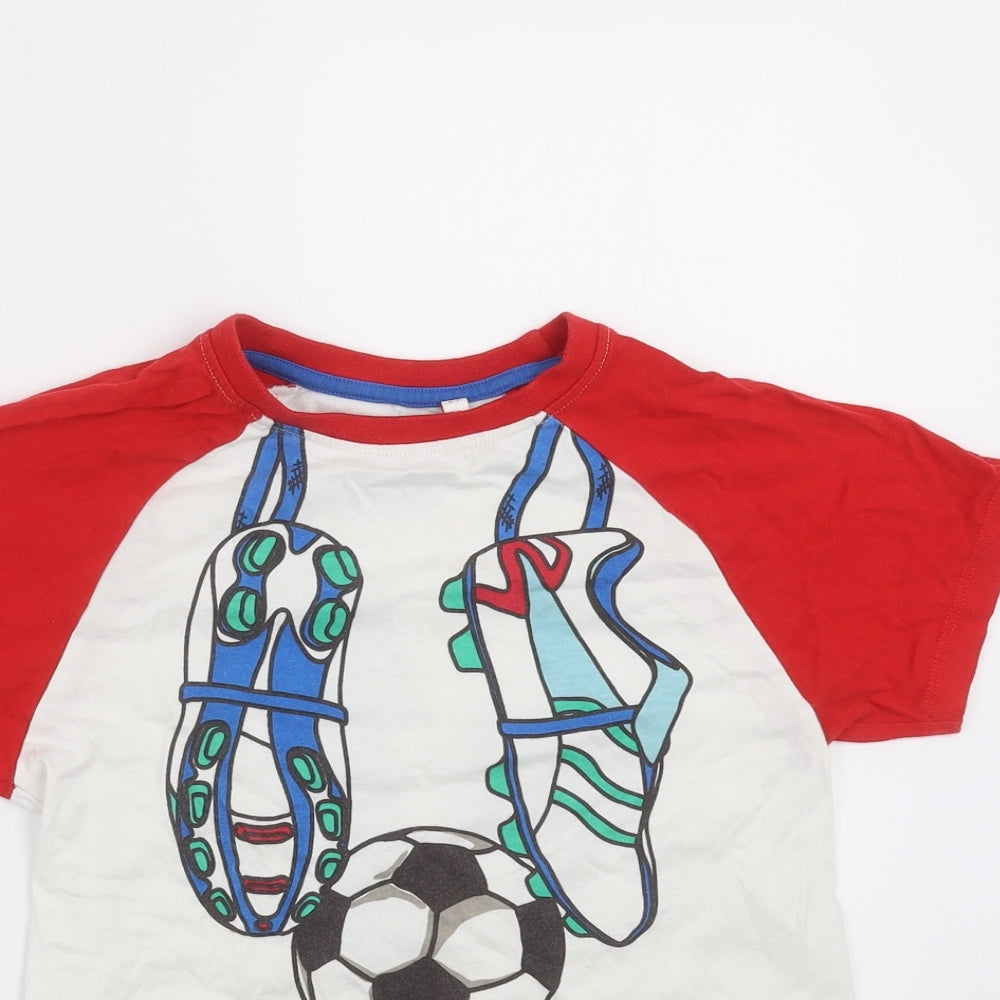 Blue Zoo Boys White Solid   Pyjama Top Size 6-7 Years  - Football Boot