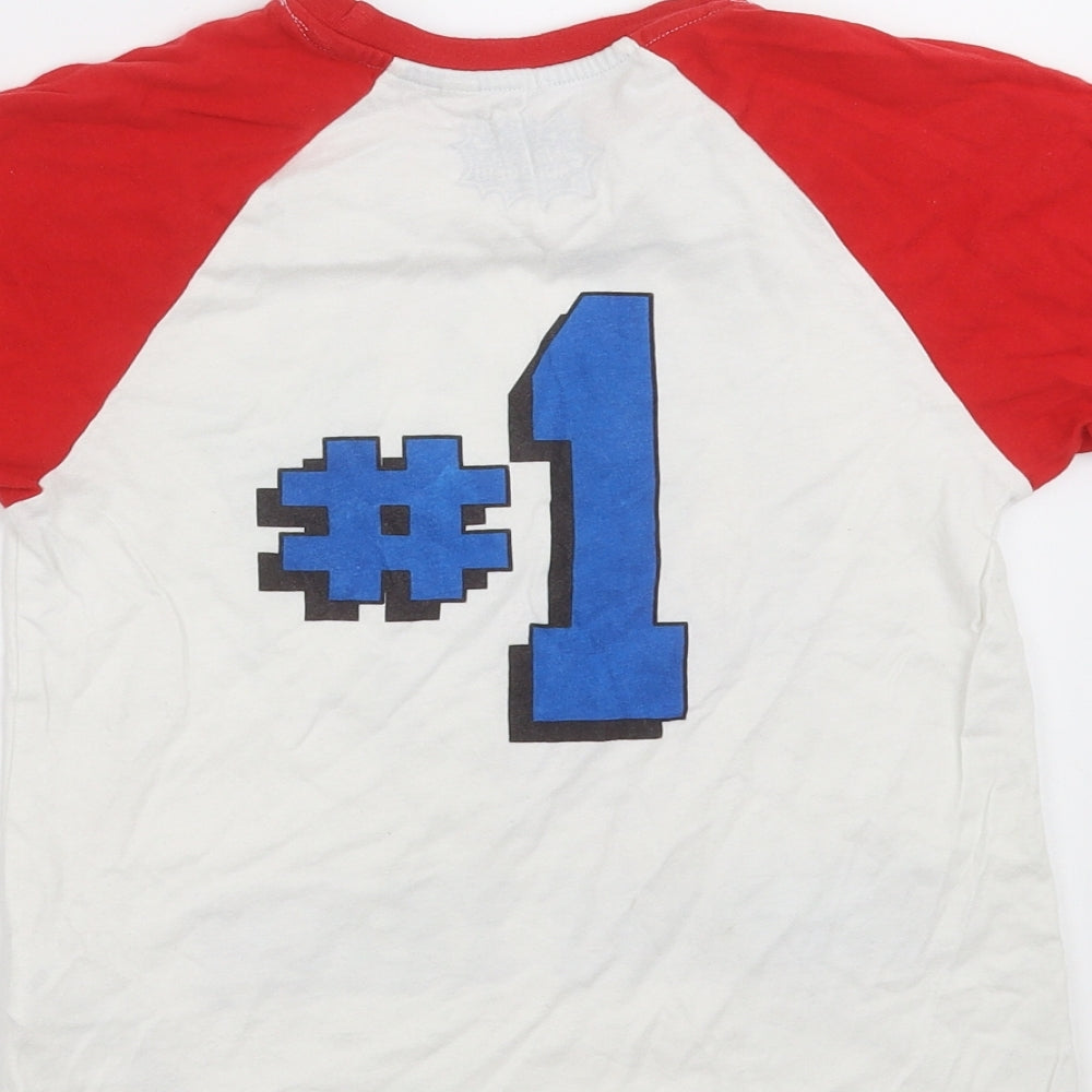 Blue Zoo Boys White Solid   Pyjama Top Size 6-7 Years  - Football Boot