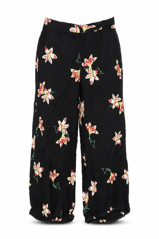 Miss Selfridge Womens Black Floral  Capri Trousers Size 6 L20 in