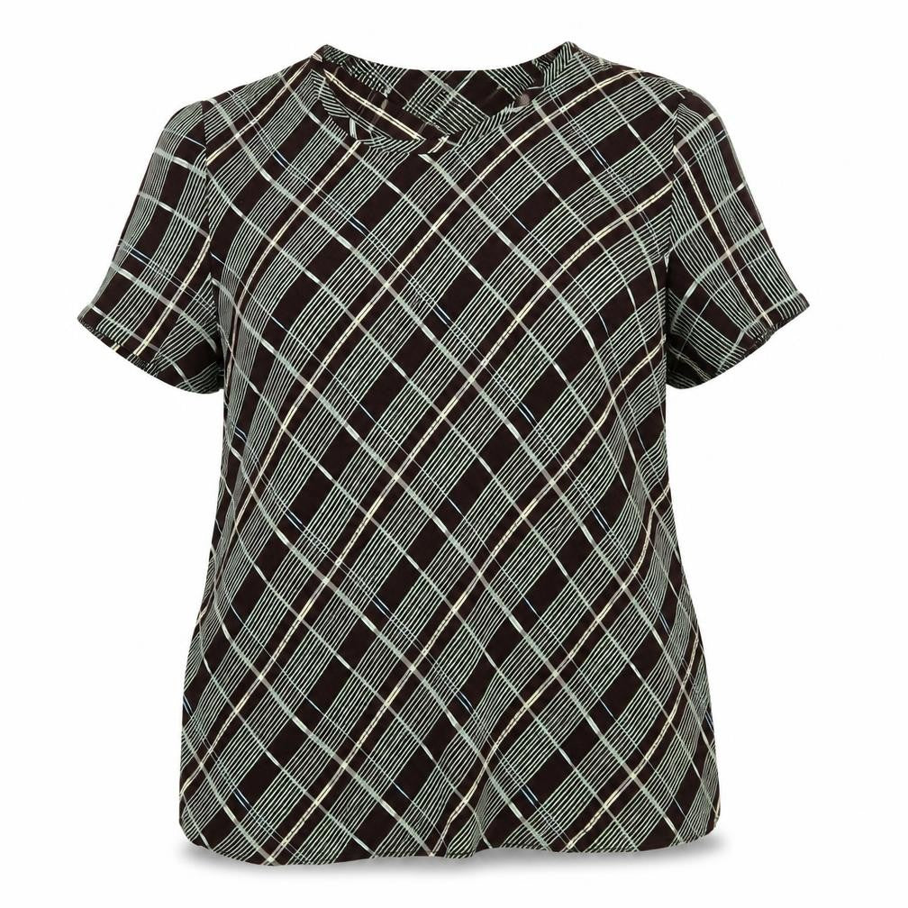 Richards Womens Brown Check  Basic Blouse Size 16