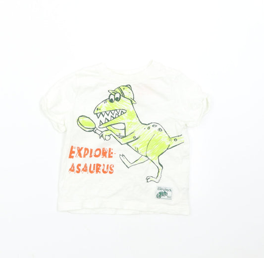 F&F Baby White   Basic T-Shirt Size 12-18 Months  - Dinosaur