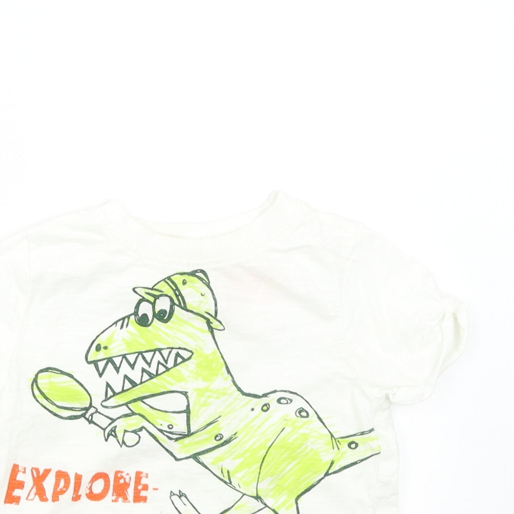 F&F Baby White   Basic T-Shirt Size 12-18 Months  - Dinosaur