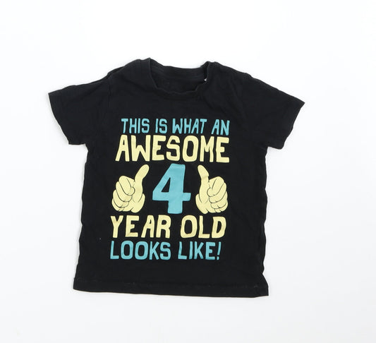Fair Wear Boys Black   Basic T-Shirt Size 4 Years