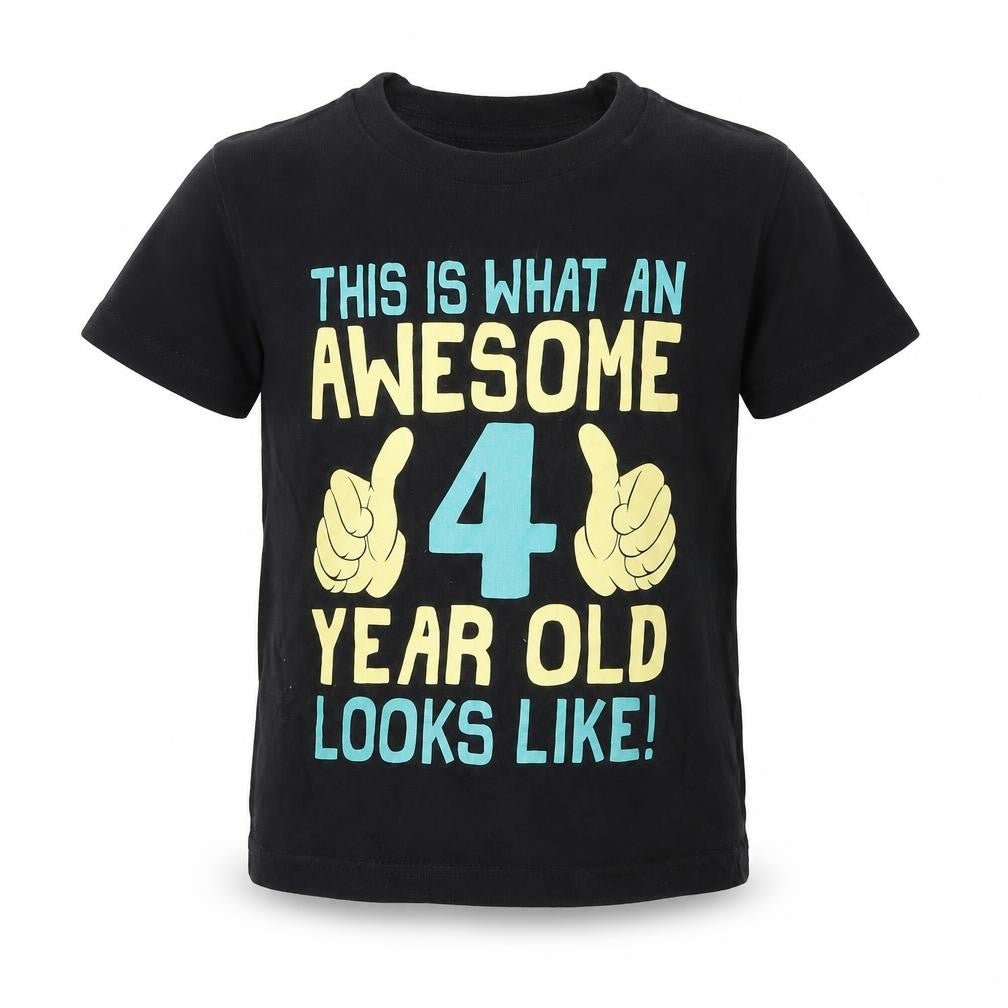 Fair Wear Boys Black   Basic T-Shirt Size 4 Years