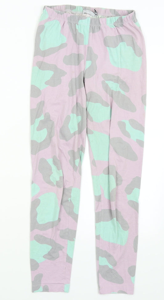 ASOS Womens Pink Animal Print  Trousers Outfit/Set Size 8 L22 in